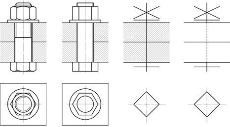 Конструктивное изображение болтового соединения